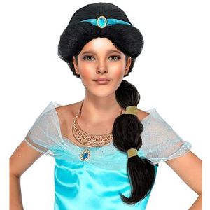 Widmann - Pruik Arabische prinses, zwart, kunsthaar, langharige pruik, sprookjes