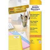 AVERY Zweckform L7656-25 mini-organisatie-etiketten (2.100 stuks, 46 x 11,1 mm, 25 vellen) wit
