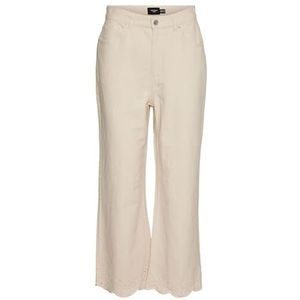 VERO MODA Dames breed gesneden VMKATHY Super High Rise Jeans, ecru, 29W / 30L