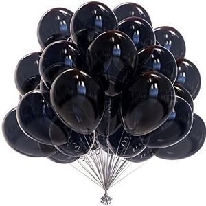 OWill Zwarte ballonnen, 50 stuks 10 inch zwarte ballonnen, zwarte ballonnen latex ballonnen voor bruiloft, verjaardag, feestdecoraties