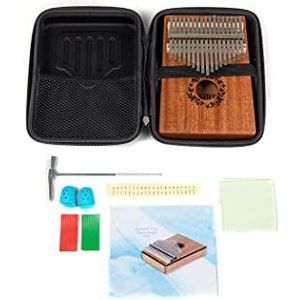 GEWA Kalimba duim piano mahonie, motief blad, 17 stalen rieten, stembaar, incl. tas, stemhamer, gebruiksaanwijzing