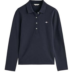 GANT Dames Slim Shield Ls Pique Polo Shirt, evening blue, L