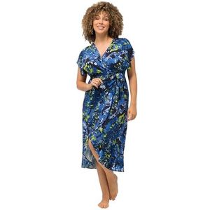 Ulla Popken Kaftan Wrap Stella Artsy Lime Jurk voor dames, Blauw, 26-34