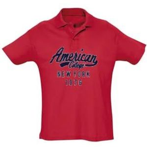 AMERICAN COLLEGE USA Polo's T-shirts sweatshirts en vesten Sport Ademend Casual Print Nieuwe Collectie 2024 Unisex Kleding Kinderen Jongen Meisje Model ACPL217 Rood Maat 8 Jaar, Rood, 8 Jaar
