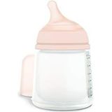 Suavinex, Zero Zero Zero Anti-koliek flesjes met zuiger, langzaam debiet (S), 0 maanden, babyfles, ideaal voor het geven van borstvoeding, zuiger, 180 ml