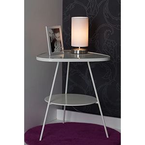 Brilliant Tafellamp - decoratieve tafellamp met een stijlvolle textielkap en snoerschakelaar voor woonkamer en eetkamer van metaal/textiel, in ijzer/wit - 26 cm hoogte