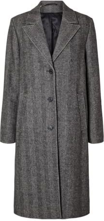 SELECTED FEMME - SLFNEW ALMA WOOL COAT - Damesjas - Zwart - Herringbone