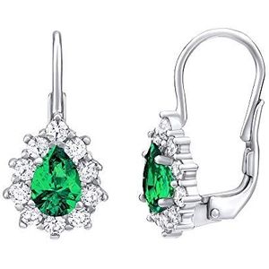 Silvego Damesoorbellen van 925 sterling zilver met groene steen Swarovski® Created Stones