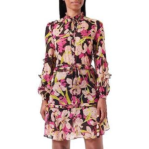 Pinko Piccadilly jurk Georgette St. vrijetijdsjurk voor dames, zy5_mult.black/fuchsia, 38 NL