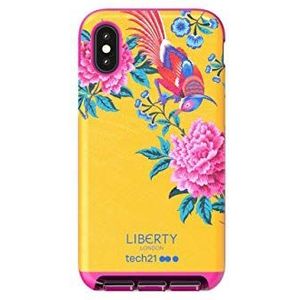 Tech21 Beschermend Apple iPhone X/XS hoesje slank imitatieleer achterkant cover met FlexShock - Evo Luxe Elysian Liberty - geel/roze