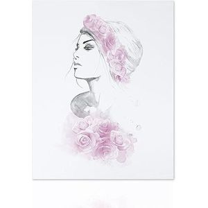 Declea Afbeelding Glamour Woman & Flowers moderne print op canvas - wooncultuur woonkamer print kwaliteit