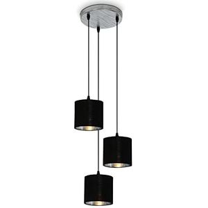 BRILONER - Hanglamp retro, pendellamp, vintage, hanglamp stoffen kap, eetkamerlamp, E14, zilver-zwart.