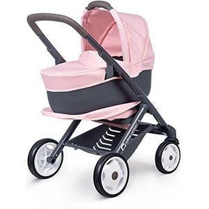 Smoby - Bébé Confort - Kinderwagen + Kinderwagen 3 in 1 - Voor baby's en poppen - Stille en multidirectionele wielen - Mandje van