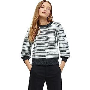 Marilou gebreide trui met 3/4 mouwen, Hoogbouw grijze streep, XS