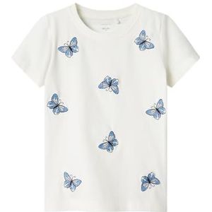 NAME IT MINI - T-shirt - Wit-Blauw - Katoen-Elastaan