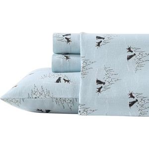 Eddie Bauer Beddengoedset, katoen, flanel, geborsteld voor extra zachtheid, behaaglijke huisdecoratie, queensize, hondenvrienden (Dog Friends, Queen)