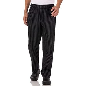 Chef Works Men's Designer Baggy Chef Pants, Black W/Wht Pinstripe, X-Small
