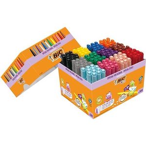 BIC Kids Visacolor XL Gekleurde Viltstiften Extra Brede Punt - Verschillende Kleuren, Classpack van 144 Stuks