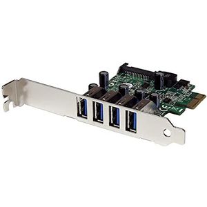 StarTech.com 4-poorts PCI Express USB 3.0 SuperSpeed interfacekaart met UASP - SATA voeding - PCIe 4x USB 3.0 met SATA-aansluiting