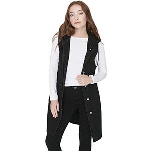 TRENDYOL Dames Reverskraag effen kleuren Regular Vest Sweater, Zwart, 38, zwart, 38