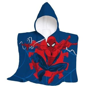 hermet, Disney, Spiderman, strandhanddoek met capuchon, maxi-poncho voor kinderen, 60 x 60 cm, badhanddoek voor strand of zwembad, 100% zacht katoen