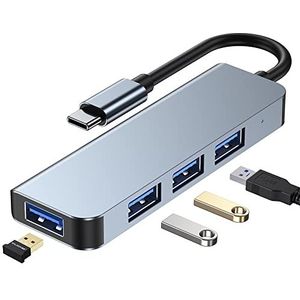 USB-hub, type C naar 4 USB 3.0-poorten, USB 3.0, voor MacBook Pro/Air, XPS, iPad Pro, Chromebook, Flash-Player, Mobile en Plus Encore