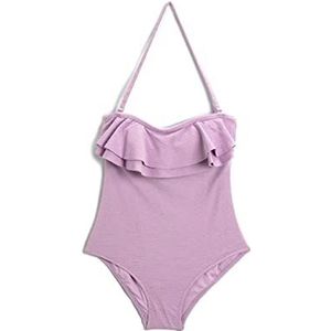Koton Dames Ruffle Gedetailleerde Strapless Zwempak, lila (385), 36
