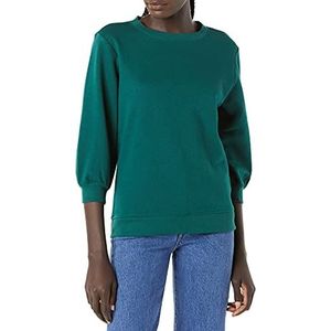 Amazon Essentials Dames French Terry Fleece Sleeve Detail Crewneck Sweatshirt, Donkergroen, S