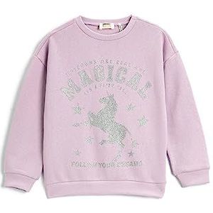 Koton Girls's Unicorn Glittery Crew Neck Long Sleeve Cotton Brushed Interior Sweatshirt, 393 (paars), 9-10 Jahre