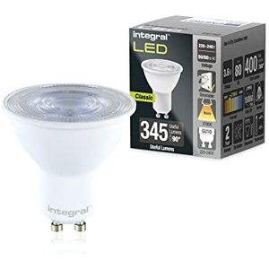 Integral Ledlamp, GU10, 5 stuks, warm, 2700 K, 400 lm, 3,6 W (komt overeen met 50 W), dimbaar, energiebesparend en ideaal voor spots en projectoren in badkamers, keukens, woonkamers