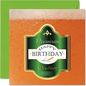 Bier verjaardagskaarten - Premium Lager - Gelukkige verjaardagskaart voor papa broer oom zoon opa beste vriend echtgenoot partner werk collega neef 145 mm x 145 mm verjaardag wenskaarten voor mannen