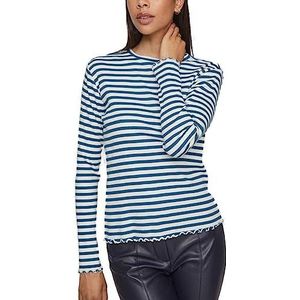 Vila Vitessa O-hals L/S Top - Noos, Moroccan Blue/Stripes: cloud dancer, XS