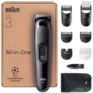 Braun All-in-One Series 3, AIO3545, 8-in-1 Groomingset, ultrascherp lemmet, 14 lengtes, zwart