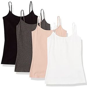 Amazon Essentials Women's Hemd met slanke pasvorm, Pack of 4, Roze/Grijs/Zwart, XL