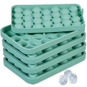 Relaxdays ijblokjesvorm siliconen, rond, set van 4, herbruikbaar, elk 25 ijsklontjes met grootte Ø 2,5 cm, turquoise