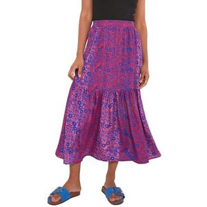 Joe Browns Vrouwen Zijdeachtige Levendige Print Tiered Co-Ord Maxi Rok, Blauw, 12, Blauw, 38