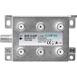 Axing BVE 6-02P 6-voudige BK-verdeler voor kabeltelevisie multimedia digitale tv 5-1218 MHz F-aansluiting metaal