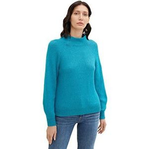 TOM TAILOR Dames Gebreide trui met stalen kraag 1034055, 13222 - Pastel Teal, XXL