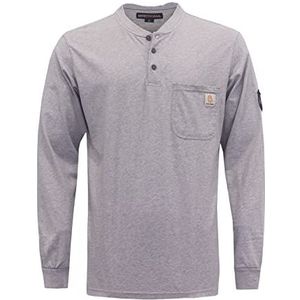 BOCOMAL FR Shirts, moeilijk ontvlambaar overhemd, 100% katoen, licht, CAT2, brandvertragend, Henley-shirts, 156 g, gemêleerd, grijs, L