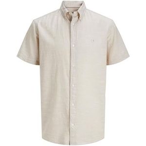 JACK & JONES Heren Jprblusummer Shield S/S Shirt Pls, White Pepper, 5XL