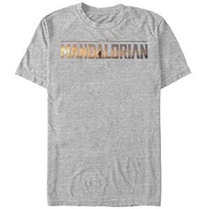 Star Wars Unisex Mandalorian Logo Organic T-shirt met korte mouwen, grijs (melange grey), M