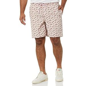 Amazon Essentials Wandelshorts met trekkoord voor heren (verkrijgbaar in grote maten), roze palmbladprint, S