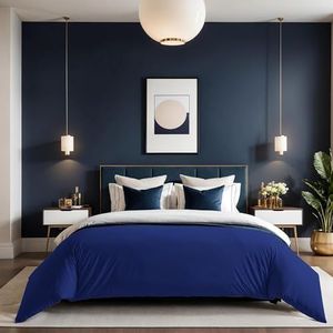 Premium Ranforce Single XXL Quilt Cover (155 x 220 cm), donkerblauw | 100% katoen, 155 draden count, knoopsluiting, machinewasbaar op 30 °C, zacht en duurzaam