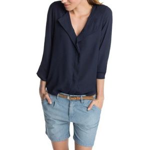 Esprit Regular Fit blouse voor dames, van crèpe-materiaal met volant
