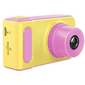Digitale camera voor kinderen, HD kindercamera 2,0 inch kleurendisplay 1200 megapixel 1080p videocamera met 16 GB geheugenkaart en USB-kabel (roze en geel)