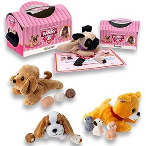 Sbabam, Mammy Dog Surprise New Edition, speelgoed voor kinderen aan de krantenkiosk, pluche hond, kleine poppen met mini-puppy's, speelgoed voor kinderen, cadeau voor kinderen, dieren, 2 stuks