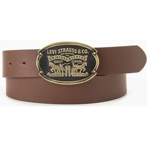 Levi's Billy Plate Belt, Medium Brown, 120 Unisex, Medium Bruin, 120 cm