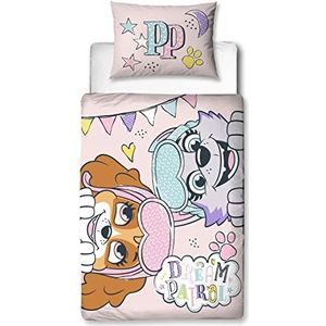 Character World Paw Patrol Officiële Peuter Cot Bed Dekbedovertrek | Dream Design omkeerbaar 2-zijdig beddengoed inclusief bijpassende kussensloop merken | Polykatoen, Roze