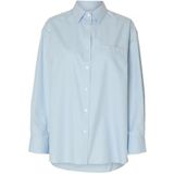 Selected Femme - Slfester LS Oversize Shirt - Blauw - Overhemd - Dames - Katoen