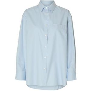 Selected Femme - Slfester LS Oversize Shirt - Blauw - Overhemd - Dames - Katoen